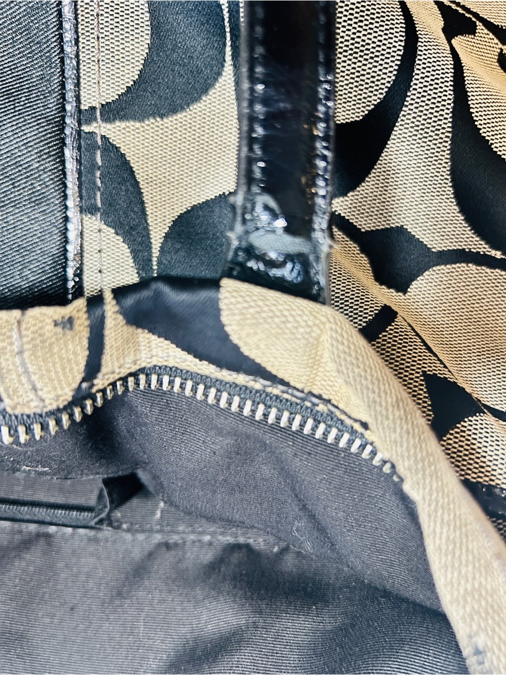 Coach Black and Gray Signature Canvas Tote - Picture 4 of 7